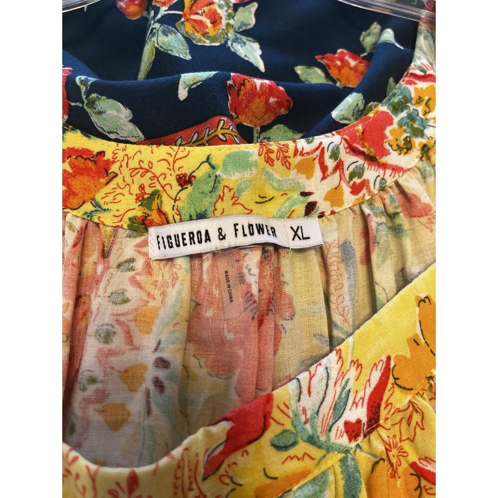 Figuerda & Flower Multicolored Flower Paisley Print XL Balloon Sleeve Square Nec - Picture 4 of 7